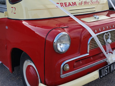 Side on photo of Vintage Ice Cream Van for Weddings