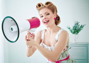 Vintage style Lady on a megaphone