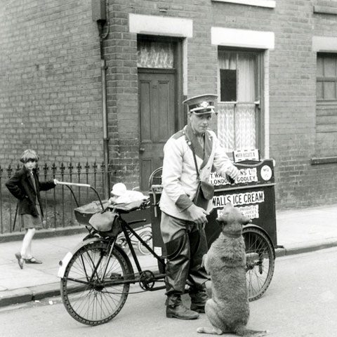 Old photo of a Walls Ice cream bike on Sussex Vintage Ices gallery